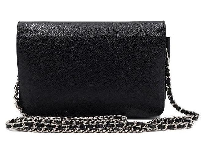 Chanel Portafoglio con catena Timeless in Caviar nero - vista 4