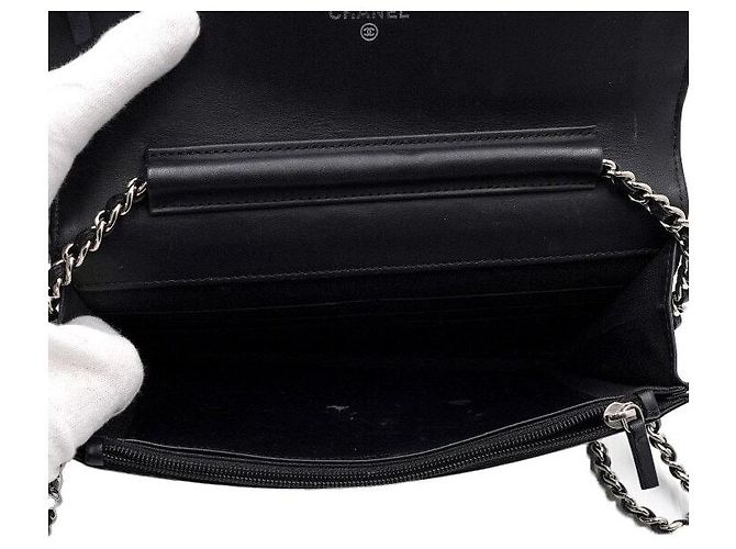 Chanel Portafoglio con catena Timeless in Caviar nero - vista 5