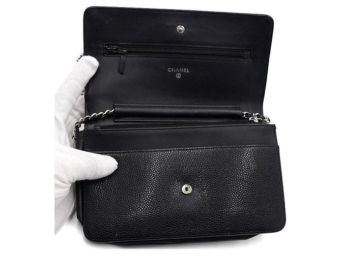 Chanel Portafoglio con catena Timeless in Caviar nero - vista 7