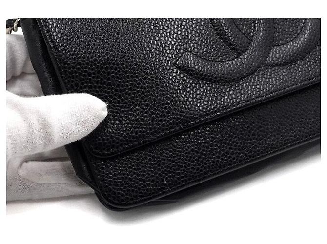 Chanel Portafoglio con catena Timeless in Caviar nero - vista 9