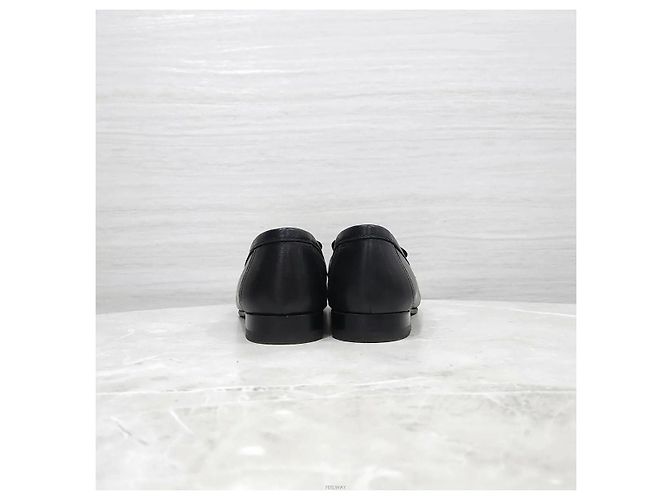 Hermès Mocassino nero con dettagli argentati - vista 4