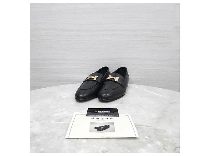 Hermès Mocassino nero con dettagli argentati - vista 7