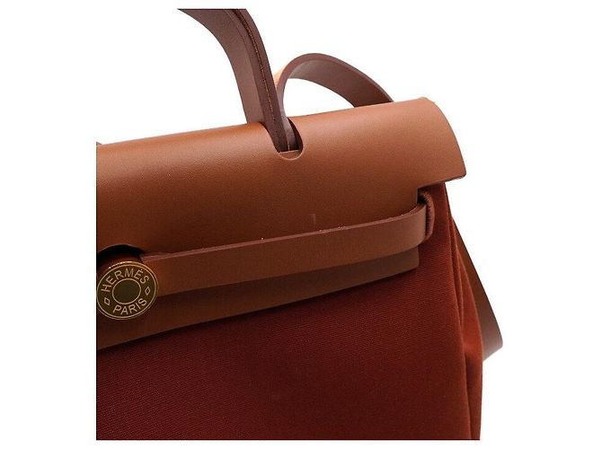 Hermès Tote e bolsa de ombro em couro laranja com ferragens - vista 13