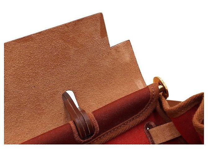 Hermès Tote e bolsa de ombro em couro laranja com ferragens - vista 8