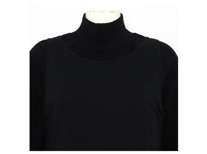Moncler Schwarzes gestepptes Kleid für Damen mit Wollstrick-Set - Ansicht 2