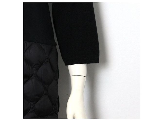 Moncler Schwarzes gestepptes Kleid für Damen mit Wollstrick-Set - Ansicht 3