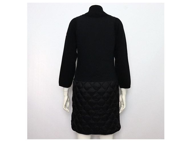 Moncler Schwarzes gestepptes Kleid für Damen mit Wollstrick-Set - Ansicht 4