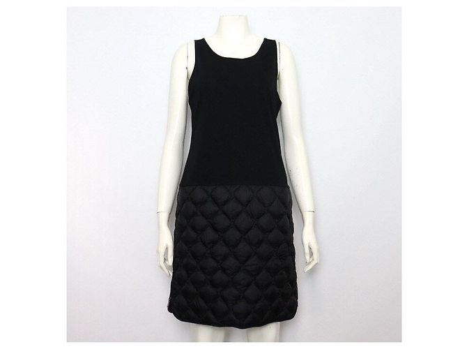 Moncler Schwarzes gestepptes Kleid für Damen mit Wollstrick-Set - Ansicht 6