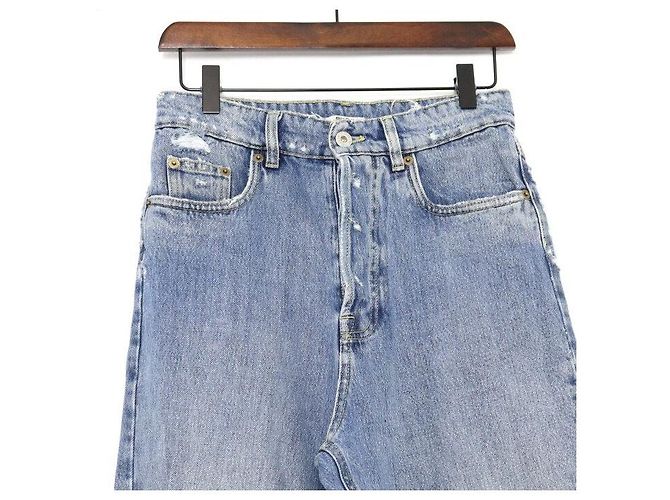 Miu Miu Wasched Denim Hose mit Gesäßtasche Blau - Ansicht 2