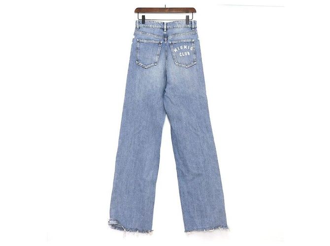 Miu Miu Wasched Denim Hose mit Gesäßtasche Blau - Ansicht 4