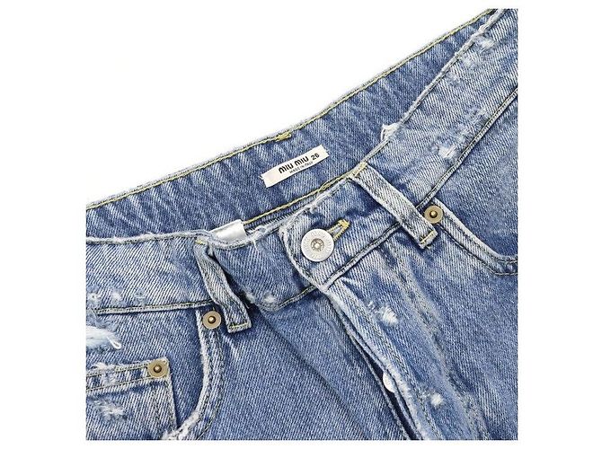 Miu Miu Wasched Denim Hose mit Gesäßtasche Blau - Ansicht 5