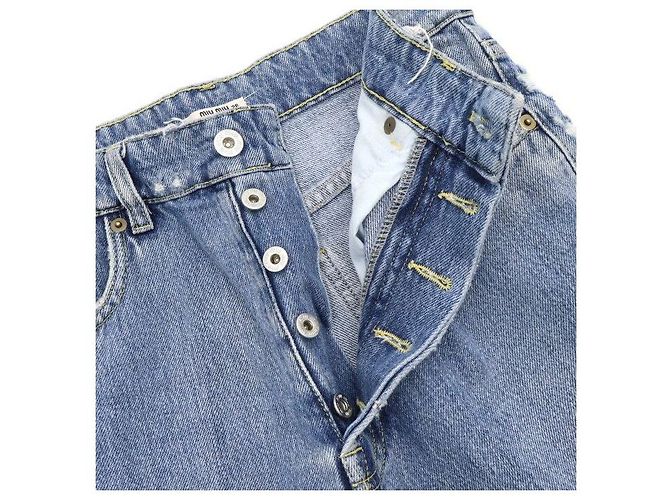 Miu Miu Wasched Denim Hose mit Gesäßtasche Blau - Ansicht 6
