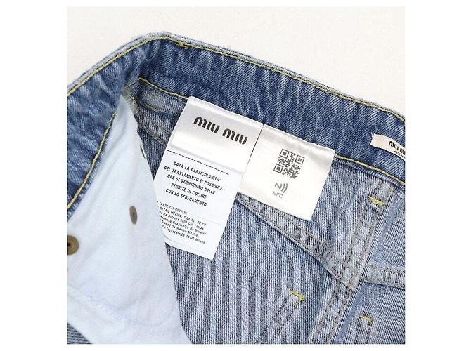 Miu Miu Wasched Denim Hose mit Gesäßtasche Blau - Ansicht 7