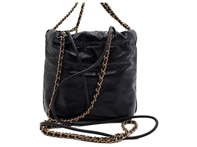 Chanel Mini sac à bandoulière et sac crossbody en métal doré Noir - vue 5