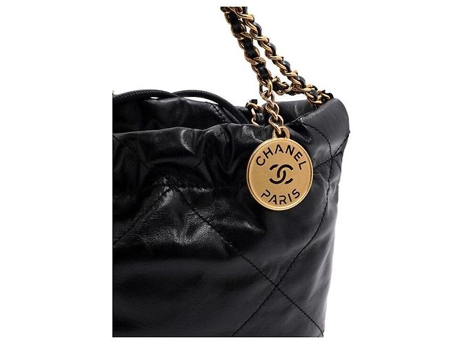 Chanel Mini sac à bandoulière et sac crossbody en métal doré Noir - vue 8