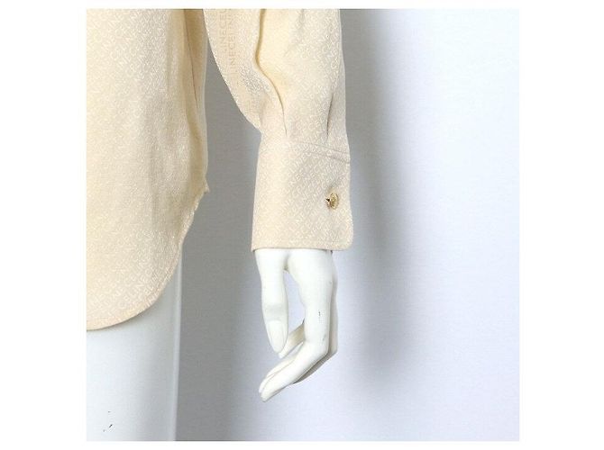 Céline Camicia da donna in seta con fiocco e ricamo logo all-over - vista 3