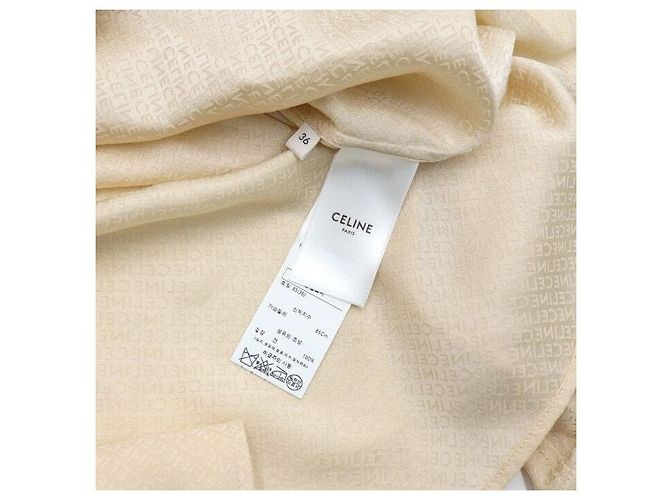 Céline Camicia da donna in seta con fiocco e ricamo logo all-over - vista 6