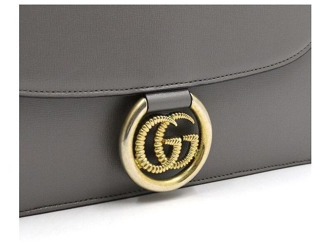 Gucci Borsa a tracolla e borsa a spalla GG Ring Flap in pelle grigia - vista 4