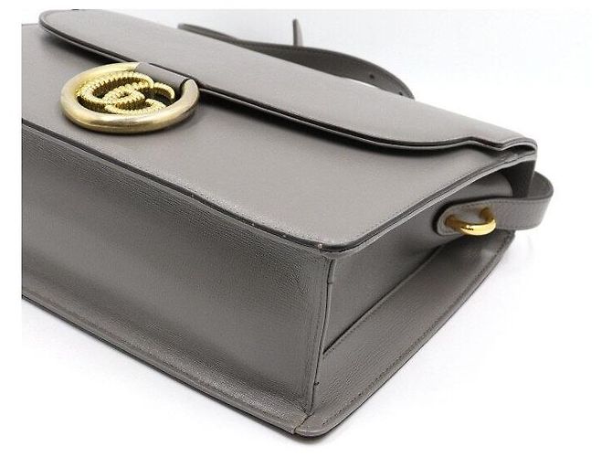 Gucci Borsa a tracolla e borsa a spalla GG Ring Flap in pelle grigia - vista 8