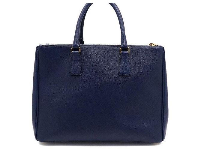 Prada Borsa Tote Navy Leather Saffiano Lux Double Zipper - vista 4