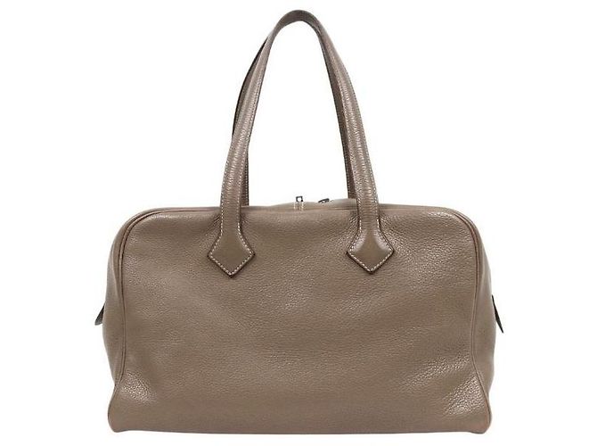 Hermès Borsa Tote Victoria II Etoupe con Timbro Marrone - vista 3