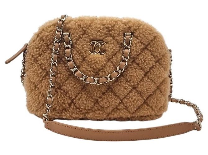 Chanel Steppender Shearling-Tote-Bag mit Kette Braun - Ansicht 5