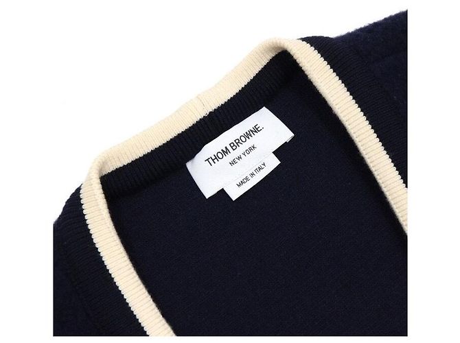 Thom Browne Langer Wollstrickjacke mit goldenen Knöpfen - Ansicht 5