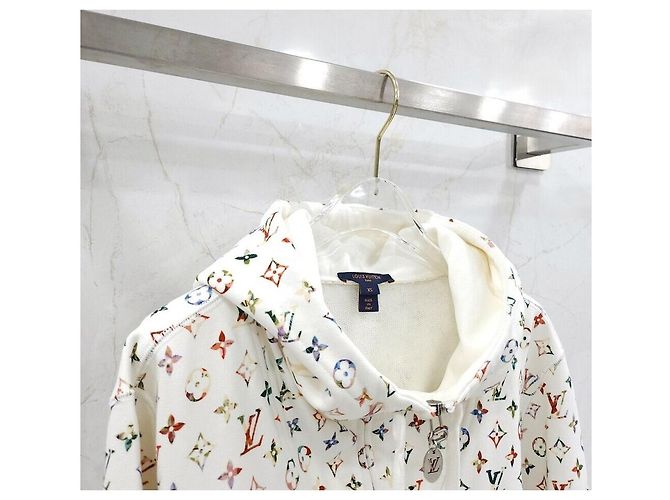 Louis Vuitton Kapuzenjacke mit Reißverschluss aus Monogramm-Baumwolle, mehrfarbig Silber - Ansicht 3