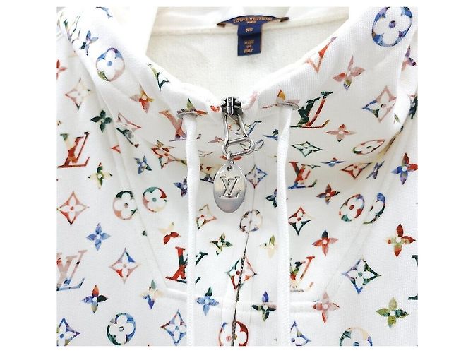 Louis Vuitton Kapuzenjacke mit Reißverschluss aus Monogramm-Baumwolle, mehrfarbig Silber - Ansicht 4