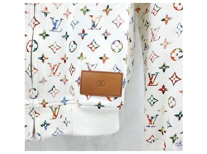 Louis Vuitton Kapuzenjacke mit Reißverschluss aus Monogramm-Baumwolle, mehrfarbig Silber - Ansicht 5