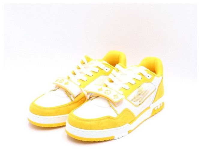 Louis Vuitton Zapatillas Monogram Denim Yellow Velcro Strap Trainer Blanco - vista 3