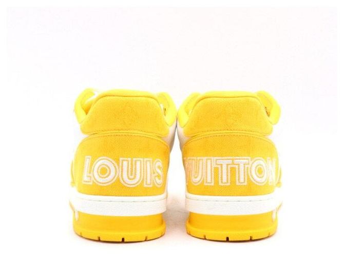 Louis Vuitton Zapatillas Monogram Denim Yellow Velcro Strap Trainer Blanco - vista 5