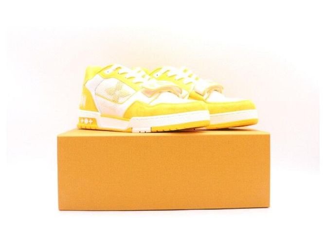 Louis Vuitton Zapatillas Monogram Denim Yellow Velcro Strap Trainer Blanco - vista 6