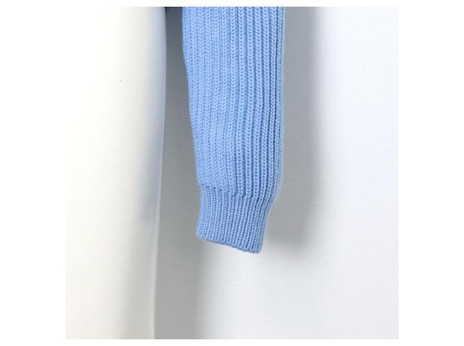 Miu Miu Kurzer Wollstrickjacke mit Logo Blau - Ansicht 3