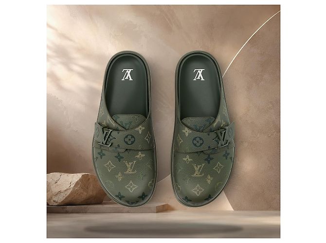 Eva Louis Vuitton Mule Easy Khaki Green Marrone - vista 4