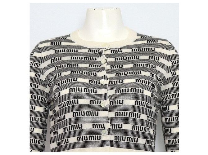 Miu Miu Cárdigan corto de seda y cachemira con logotipo múltiple - Ansicht 2
