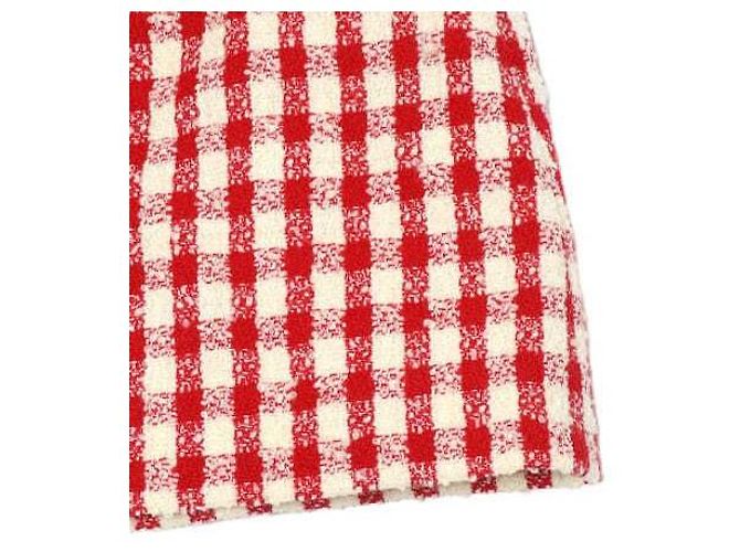 Miu Miu Gonna in tweed a quadri Rosso - vista 3