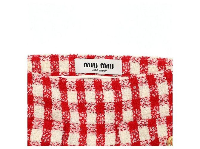 Miu Miu Gonna in tweed a quadri Rosso - vista 5
