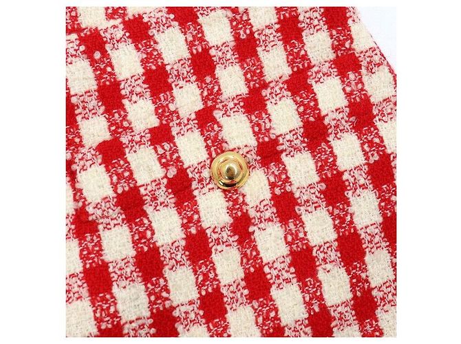 Miu Miu Gonna in tweed a quadri Rosso - vista 6