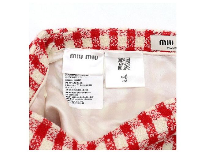 Miu Miu Gonna in tweed a quadri Rosso - vista 7