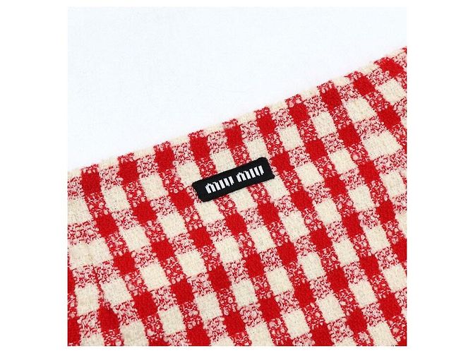 Miu Miu Gonna in tweed a quadri Rosso - vista 8