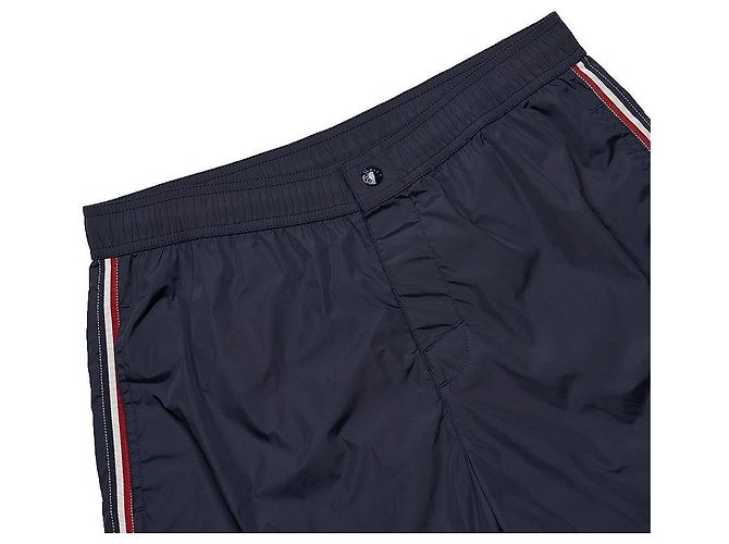 Moncler Pantaloncini da bagno con patch logo da uomo Nero - vista 3