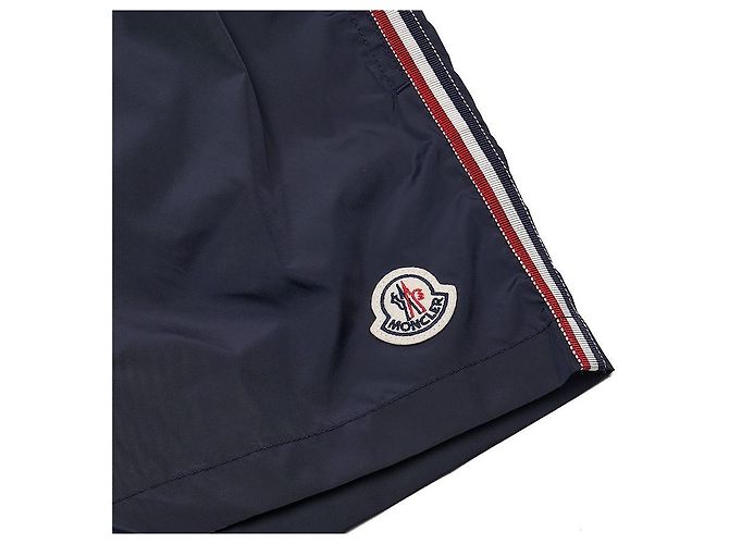 Moncler Pantaloncini da bagno con patch logo da uomo Nero - vista 5