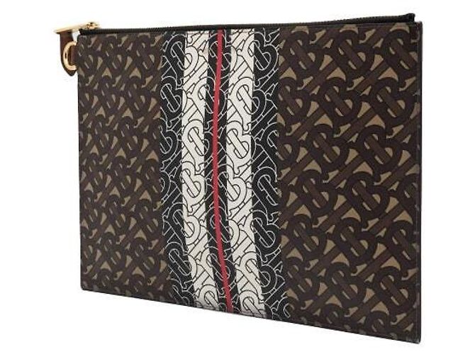 Burberry Pochette e clutch in tela monogrammata a righe Nero - vista 2