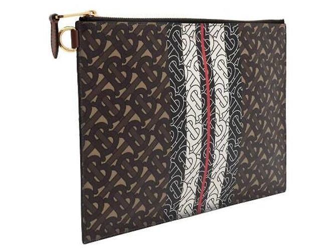 Burberry Pochette e clutch in tela monogrammata a righe Nero - vista 3