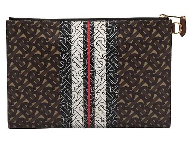 Burberry Pochette e clutch in tela monogrammata a righe Nero - vista 4