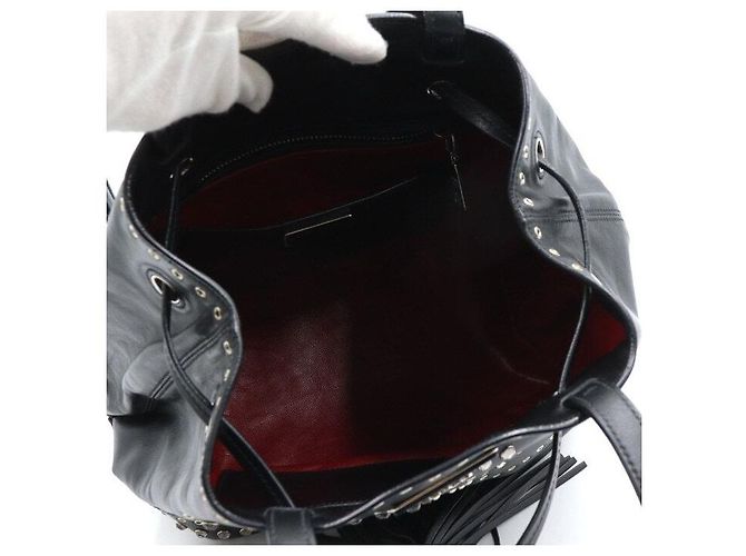 Prada Borsa a tracolla a secchiello in pelle nera con cristalli e coulisse Nero - vista 5