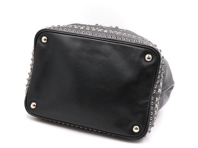 Prada Borsa a tracolla a secchiello in pelle nera con cristalli e coulisse Nero - vista 6