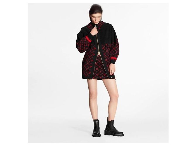 Louis Vuitton Oversized Strickjacke mit Monogramm aus Wolle für Damen - Saison Schwarz - Ansicht 5