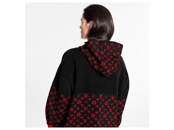 Louis Vuitton Oversized Strickjacke mit Monogramm aus Wolle für Damen - Saison Schwarz - Ansicht 6